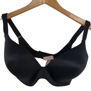Victorias Secret Womens Lined Semi Demi Bra Sz 36DD Black Wireless Adjustable